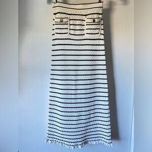 Sandro Pointelle-knit Striped Midi Skirt size 34 / US Sz 2